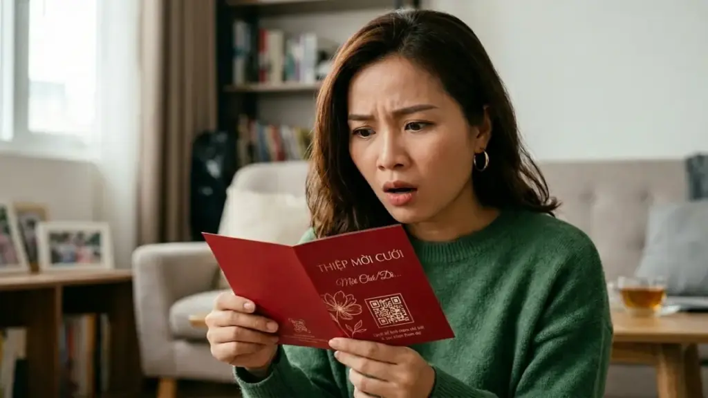 'Cảm giác như mua vé dự tiệc khi nhận thiệp cưới in mã QR'