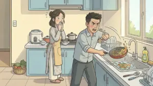Chồng hất chảo đồ ăn chỉ vì tôi lỡ than mệt