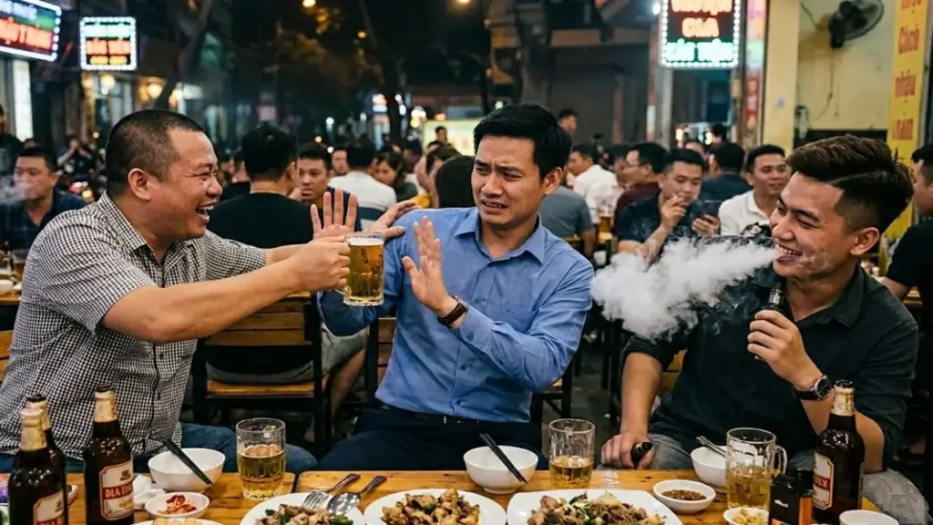 Tôi phải làm gì khi sếp ép nhậu, đồng nghiệp hút thuốc lá điện tử?